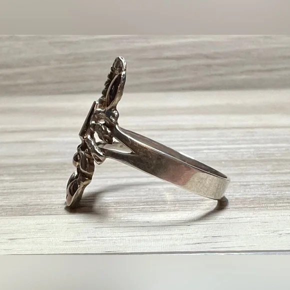 Vintage Handmade 950 Silver & 18K Gold Accented Scorpion Ring, Size 9 - Picture 3 of 11